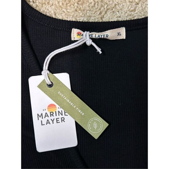 Marine‎ Layer Lexi rib v-neck black top women’s XL NEW - Picture 7 of 12